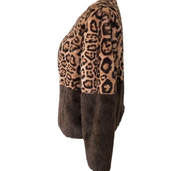 ANTHROPOLOGIE CURRENT‎ AIR COZY SOFT LEOPARD COLORBLOCK JACKET SZ M - Picture 6 of 16